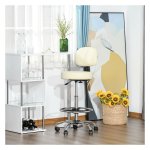 Kruk – ComfortHome - Verstelbaar - Met rugleuning - Beige