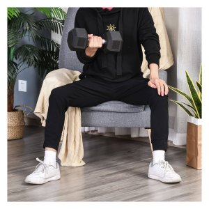 Dumbbell - Gietijzer - Rubberen handgreep - Zwart