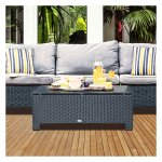 Tuinbijzettafel - Polyrattan - Salontafel - Zwarte