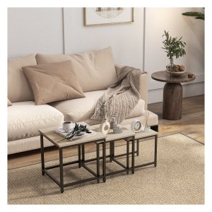 Bijzettafelset - Industrieel - Natuurlijke houten look