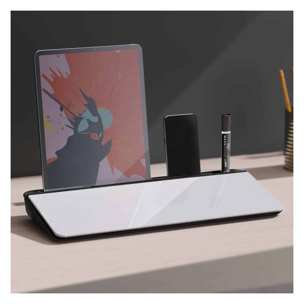 Memobord - CreativeBoard - Tablethouder - Glazen oppervlak - Wit