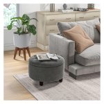 Opbergruimte - Luxe Kruk - Gestoffeerd – Donkergrijs
