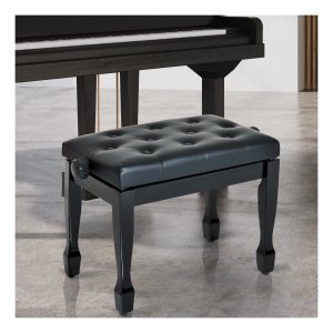 Pianobank - Verstelbaar - Massief hout - Zwart