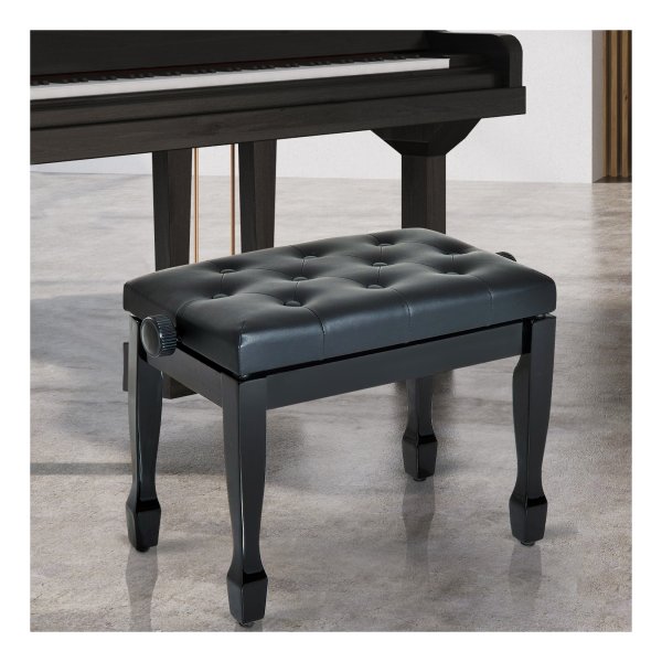 Pianobank - Verstelbaar - Massief hout - Zwart