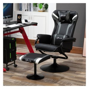 Relaxstoel - LuxHome - Kantelbare rugleuning - Zwarte stof