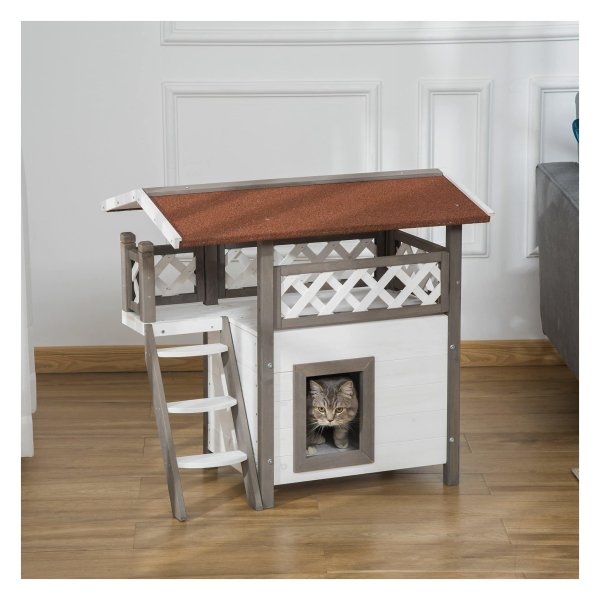 Kattenhuis - Firwood - Warm en geïsoleerd - Wit