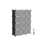 Rack System Shoe Rack Set van 12 dobbelstenen plastic garderobe met deuren Insert Rack Storage Kleding Schoenen Boeken Eenvoudig Montage Zwart