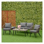 Loungeset - Poly Rattan - Voor 4 personen - Bankkussen - Bruin/Grijs