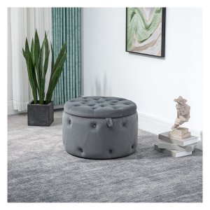 Voetenbank - LuxSit - Gestoffeerd - Rond - Grijs