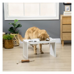Hondenvoerbak - HappyDog - Hoog model – Roestvrijstaal - Wit