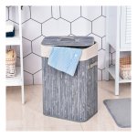 Wasmand - BambooHome - Opvouwbaar - Handvatten - Grijs