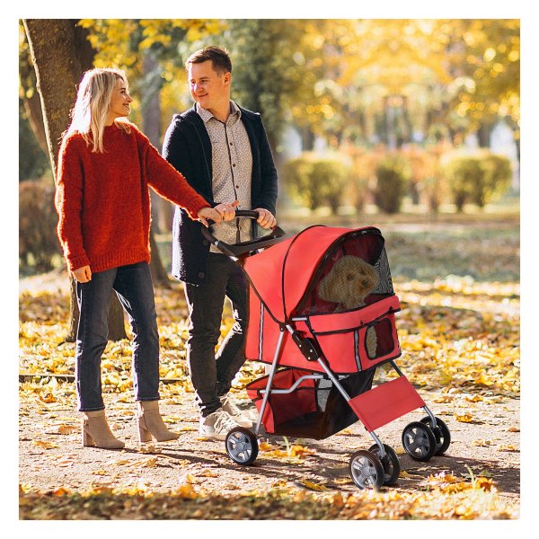 Hondenbuggy – Hondenwandelwagen - Opvouwbaar – Comfortabel - Rood