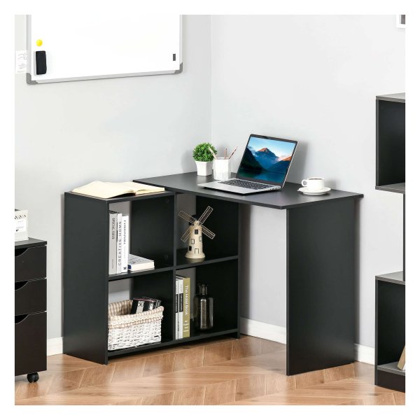 Hoekbureau - Zaza Home - opbergvakken - gaming - zwart