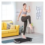 Fitnessstaplank - Aerobe Fitness Thuis Trainer - Verstelbaar Niveau - Thuisgebruik - Zwart/Grijs