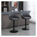 Barkrukken - LuxeComfort - Hoogte verstelbaar - Grijze lederen look