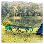 Campingvouwbed - Zaza Home - Drankhouder - Veerkrachtig staal - Groen/Zwart