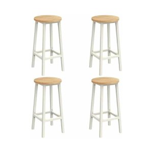 Bar Stool 4 stuks keukenstoel Hoge stoel metalen frame eenvoudig Montage met voetsteun voor keuken woonkamer eetkamer beige eiken