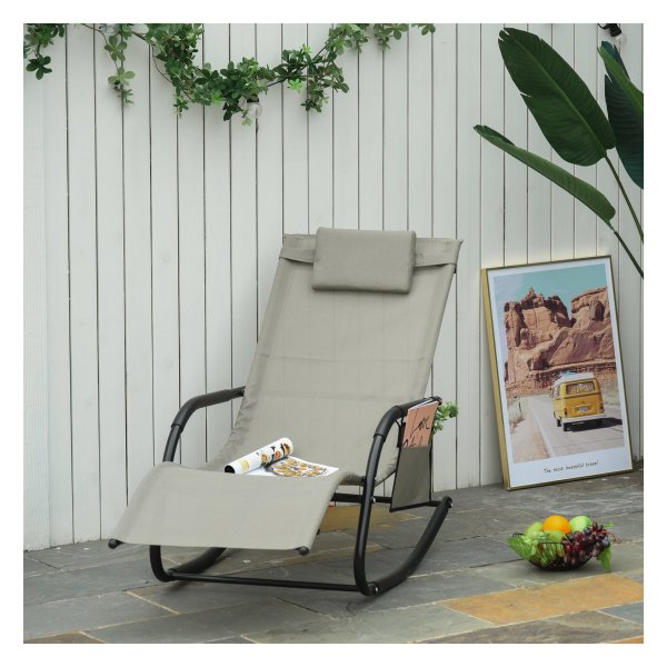 Schommelstoel – Lounge&Relax - Modern design – Ademende mesh - Zwart & lichtgrijs