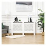 Radiator bekleding radiatorbedekking verwarmingsbekleding, MDF, wit, 151,5 x 19 x 82 cm
