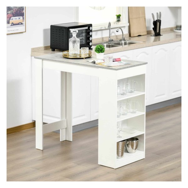 Keukentafelbar - Zaza Home - 4 legplanken - tafelblazer - wit/grijs