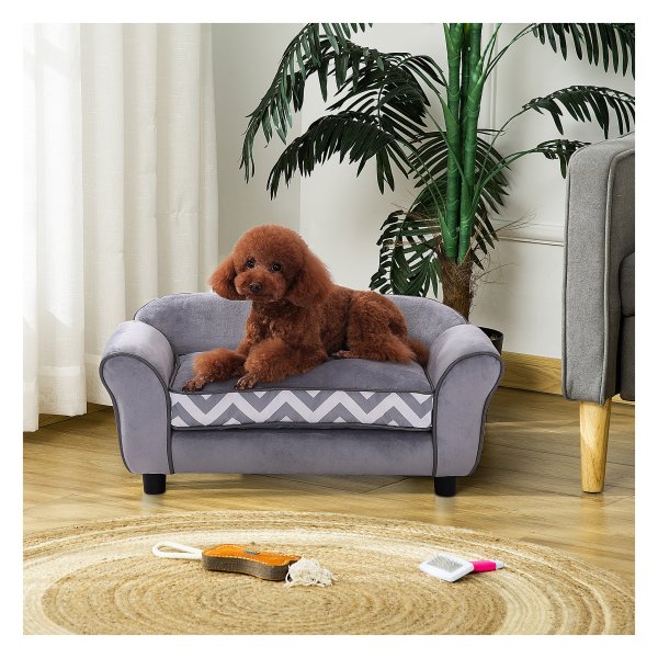 Huisdierenbank - FluffyPaws - Verhoogde voeten - Winnende kussens - Grijs