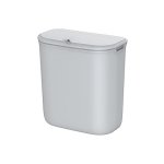 Afvalbakhangend, 9 liter afvalbak, compost bin keuken met deksel, afvalbak om op te hangen, muurmontage, haken om op te hangen en te plakken, op kastdeur, grijs