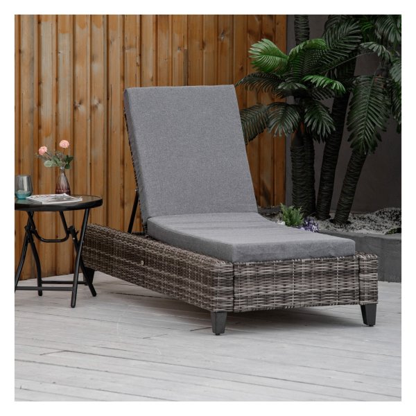Tuinstoel - Poly Rattan - Verstelbaar - Lounger - Grijs