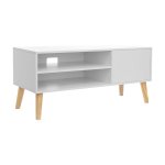 TV-kast, lowboard, televisiekast voor tv's tot 55 inch, 120 cm lang, televisietafel, voor woonkamer, industrieel design, wit
