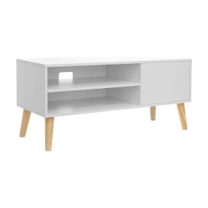 TV-kast, lowboard, televisiekast voor tv's tot 55 inch, 120 cm lang, televisietafel, voor woonkamer, industrieel design, wit