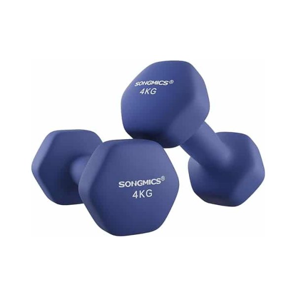 Dumbbells Set van 2 2 x 4 kg Dumbbells Set Dumbbells Neopreen Coating Strength Training Training Fitnesstraining voor thuisblauw