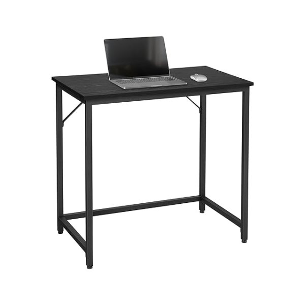 Computerbureau, klein kantoorbureau en werkstation, werkbureau voor thuiskantoor, studie, slaapkamer, 50 x 80 x 76 cm, industriële stijl, metalen frame, zwart