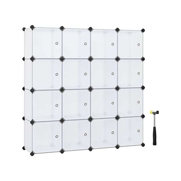 15 Cube Diy Shelving System Plastic Cabinet met deuren in modieuze witte stal en gemakkelijk te monteren