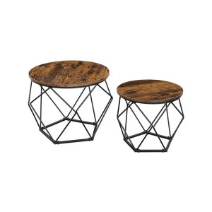Salontafel 2-set Bijzettafel Industrieel Vintage Bruin Zwart
