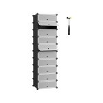 Schoenrek Plastic rechthoekige planksysteem met 10 compartimenten, doe -het -zelf -inserteerbare planken, opbergplanken, garderobe, schoenmaker, 40 x 30 x 17 cm per compartiment, metalen draad, zwart