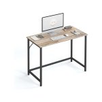 39-inch computer Writing Desk, Home Office Small Study Workstation, industriële stijl PC-laptoptabel, stalen frame, 39.4, Greige + Black