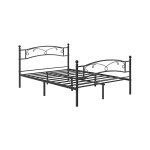 Dubbelbedje, bedframe, metalen bedkast, past bij 140 x 190 cm matras, gastbed, gemakkelijke montage, zwart