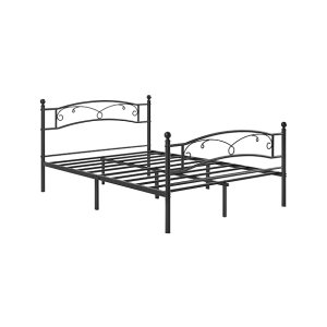 Dubbelbedje, bedframe, metalen bedkast, past bij 140 x 190 cm matras, gastbed, gemakkelijke montage, zwart
