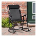 Schommelstoel - Tuinligstoel - Inklapbare zonneluifels - Zwart