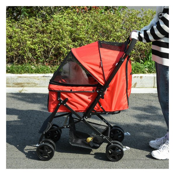 Hondenbuggy - Rode Pet Trolley - Opvouwbaar en ideaal voor wandelingen