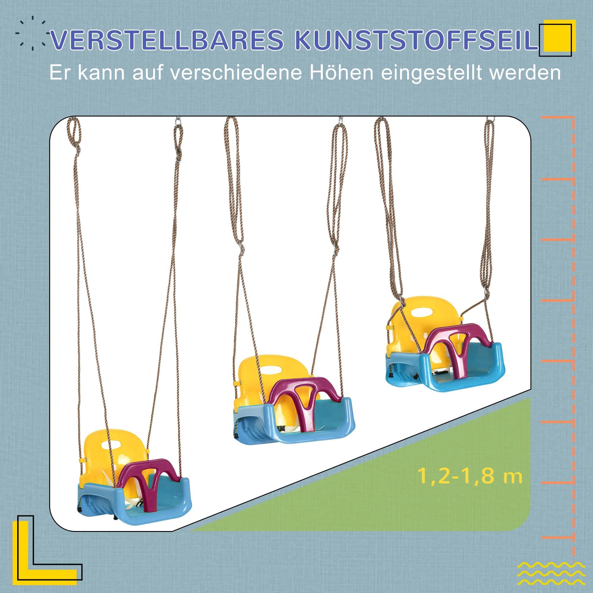 Schommelstoel, Kinderschommel, Tuinplank, Schommel Met Verstelbaar Touw Tot 150 Kg Voor Volwassenen Kinderen Kinderkamer