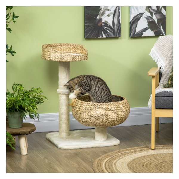 Kattenmeubel - LuxeCats - Klimboom en speelbal - beige/wit