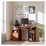 Computertafel - Luxe - Veel opbergruimte - Walnootkleur