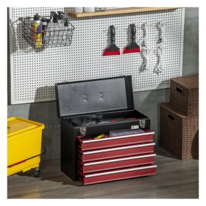 Gereedschapskist - SturdyTools - 4 laden - Vergrendelingsstaal - Zwart/Rood