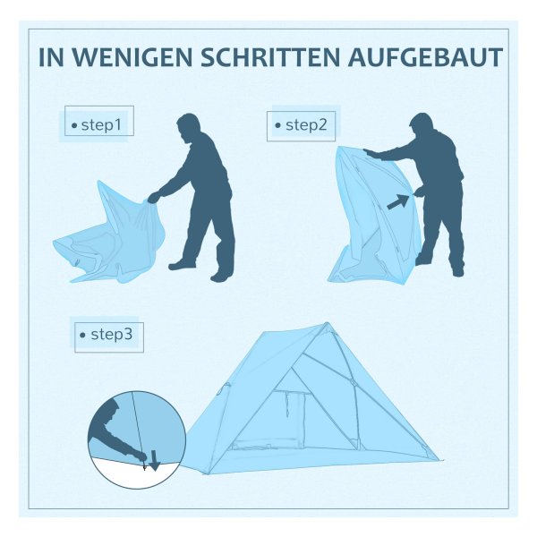 Strandtent - Strandmossel - UV50+ Zonbescherming - Draagtas - Blauw