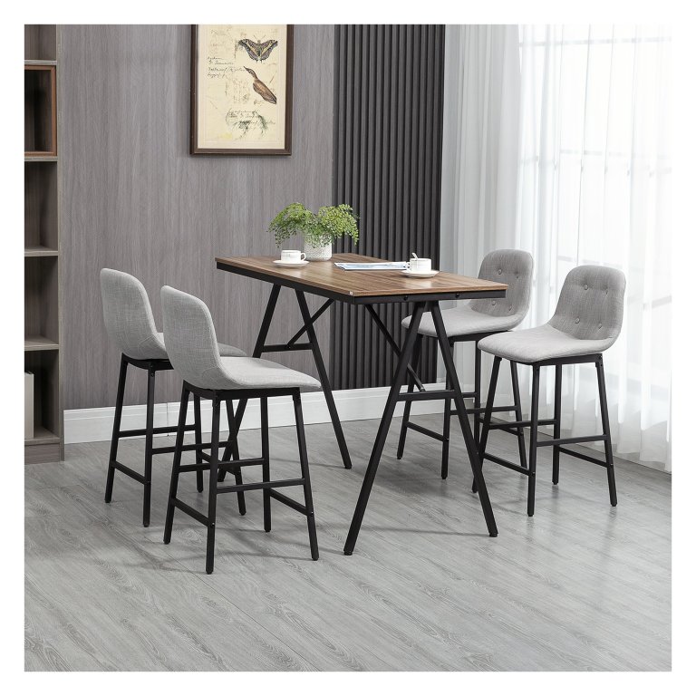 Bart-tafel met 2 stoelen, 3-delige tafelset, stoelstoel, barkruk, MDF