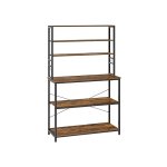 Keukenrek koffiezetapparaat 6 planken en 6 haken voor magnetron stalen frame industriële stijl 40 x 100 x 167 cm rustiek bruin en zwart