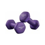 Dumbbells, set van 2, 2 x 1 kg, Dumbbell Set, Dumbbells, Hexagon, Neopreen Coating, Strength Training, Training, Fitness Training, Home Purple