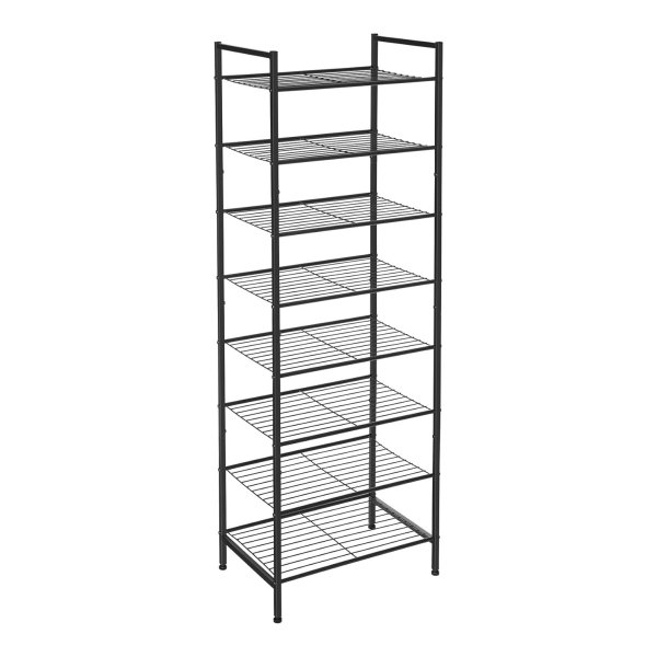 Schoenenrek schoenrek met 8 niveaus, smal voor 16-24 paar schoenen, ruimtebesparing, veel opbergruimte, metalen plank, 44,8 x 30,5 x 128,5 cm, zwart