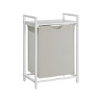 Wasmand, wasemmer met plank, waskast, oxford stof wasstas uitbreidbaar, verwijderbaar, metalen frame, 65 l, 50 x 33 x 72 cm, wit