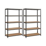 Opslagrekken, zware rekken, set van 2, 200 x 120 x 60 cm, tot 875 kg laadcapaciteit, rekken, rekken zonder bout, versterkt stalen frame, 5 verstelbare planken, zwart